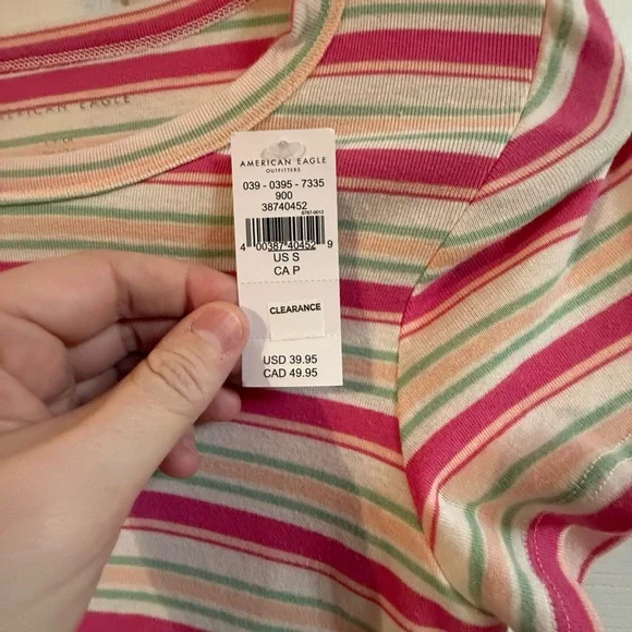 American Eagle Outfitters Striped Pink and Cream Dress - Picture 2 of 5